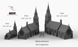 Medieval Church - 15mm 28mm 32mm 37mm Time Warp Wargaming Terrain Scatter D&D, DnD