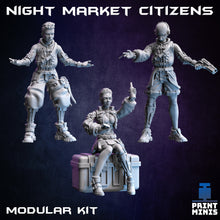 Load image into Gallery viewer, Night Market Citizens - Night Market - Print Minis - Wargaming D&amp;D DnD