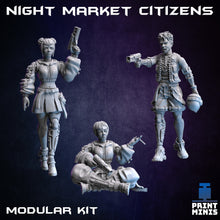 Load image into Gallery viewer, Night Market Citizens - Night Market - Print Minis - Wargaming D&amp;D DnD