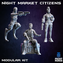 Load image into Gallery viewer, Night Market Citizens - Night Market - Print Minis - Wargaming D&amp;D DnD
