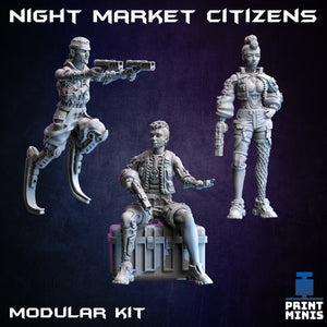 Night Market Citizens - Night Market - Print Minis - Wargaming D&D DnD
