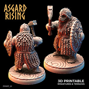 Dwarven Warriors in Scale Armor Modular Set - Asgard Rising - Wargaming D&D DnD