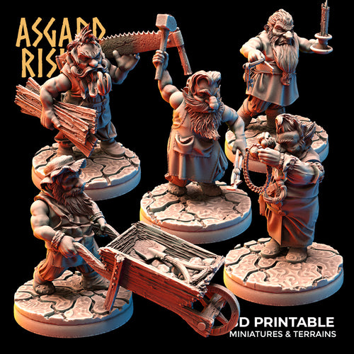 Dwarven Artisan Townfolk Modular Set - Asgard Rising - Wargaming D&D DnD