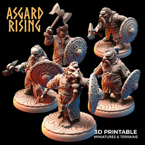 Dwarven Warriors in Gambeson Armor Modular Set - Asgard Rising - Wargaming D&D DnD