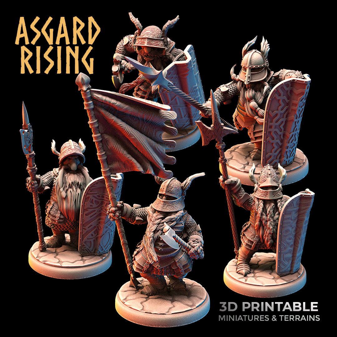 Dwarven Plate Armor Shield Wall Modular Set - Asgard Rising - Wargaming D&D DnD