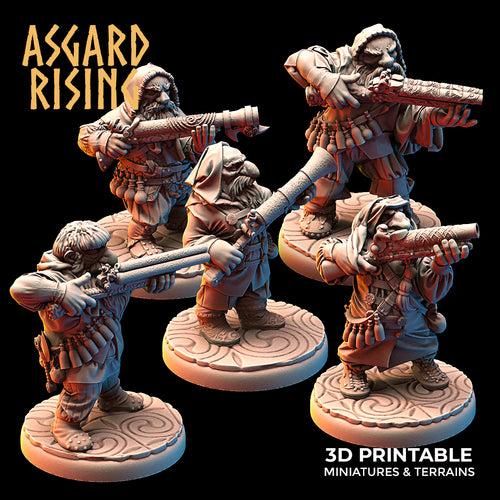 Dwarven Short Barreled Firearm Warriors Modular Set - Asgard Rising - Wargaming D&D DnD
