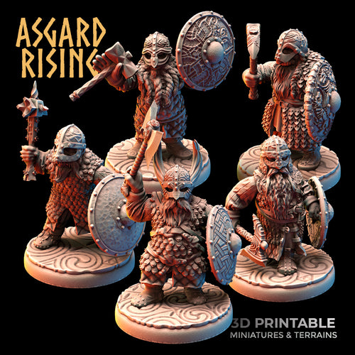 Dwarven Warriors in Scale Armor Modular Set - Asgard Rising - Wargaming D&D DnD