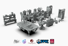 Load image into Gallery viewer, Dracul&#39;s Manor Dining Room Furnishing Set - Wargaming D&amp;D DnD Vampire Dracula
