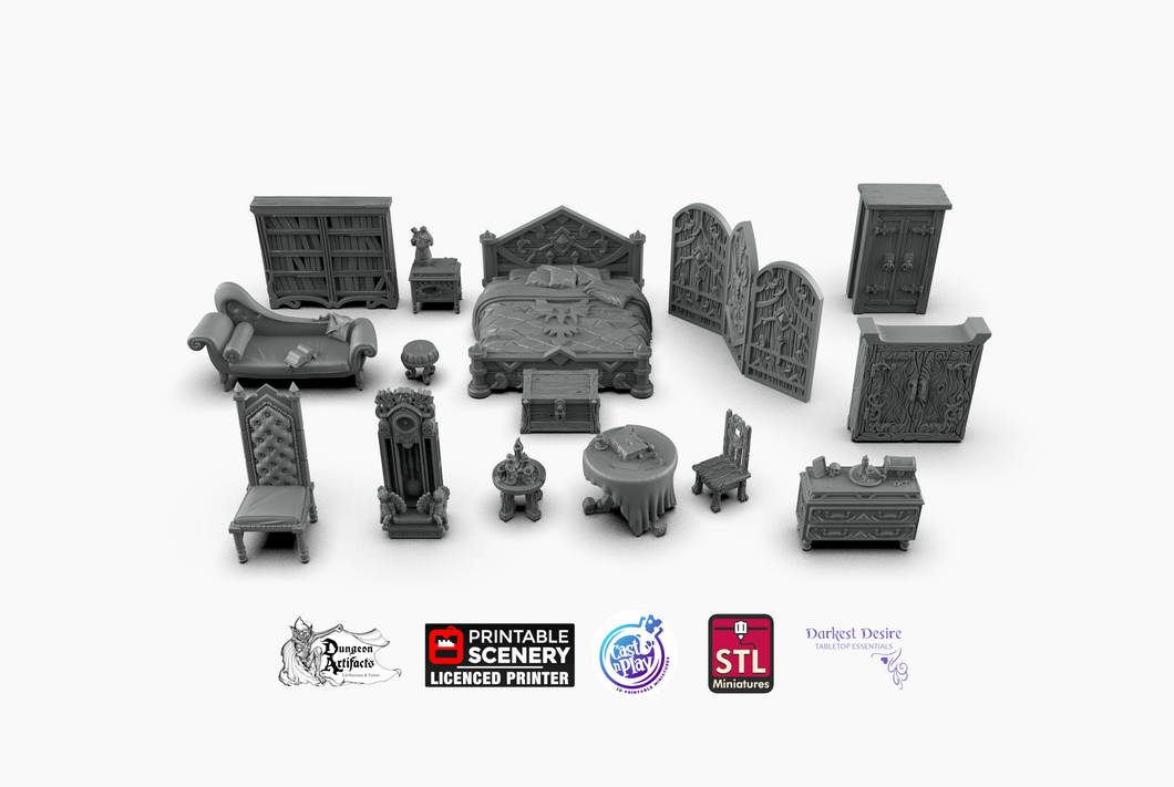 Dracul's Manor Bedroom Furnishing Set - Wargaming D&D DnD Vampire Dracula
