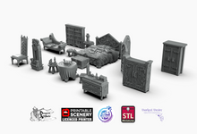 Load image into Gallery viewer, Dracul&#39;s Manor Bedroom Furnishing Set - Wargaming D&amp;D DnD Vampire Dracula