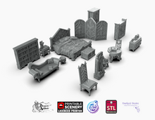 Load image into Gallery viewer, Dracul&#39;s Manor Bedroom Furnishing Set - Wargaming D&amp;D DnD Vampire Dracula