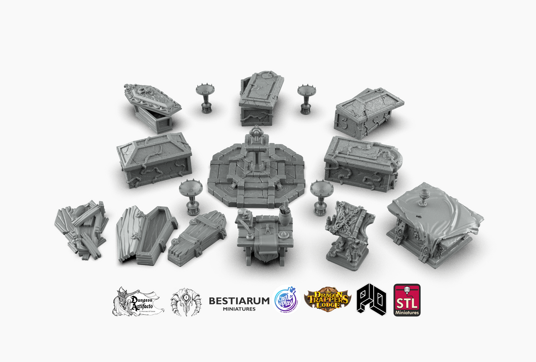Dracul's Manor Dungeon Crypt Furnishing Set - Wargaming D&D DnD Vampire Dracula