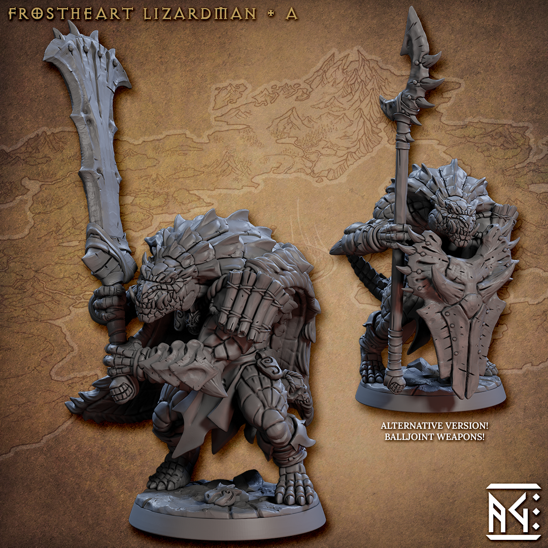 Frostheart Lizardman A - Frostheart Lizardmen - Artisan Guild Minis Wargaming D&D DnD