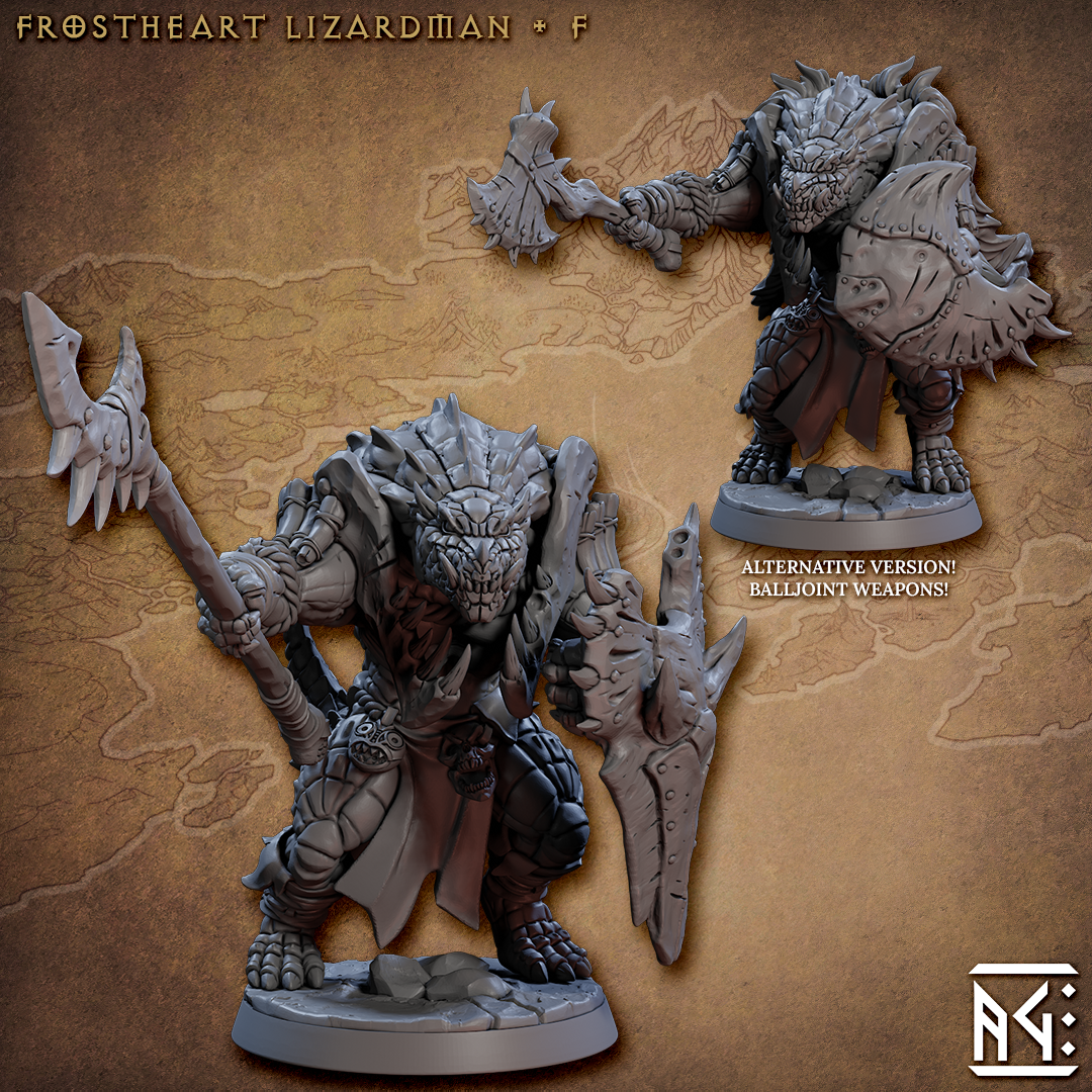Frostheart Lizardman F - Frostheart Lizardmen - Artisan Guild Minis Wargaming D&D DnD