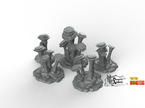 Faerie Mushrooms - Fantastic Plants and Rocks Vol. 2 - Print Your Monsters - Wargaming D&D DnD