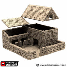 Load image into Gallery viewer, Farm Pig Pen - King and Country - Printable Scenery Terrain Wargaming D&amp;D DnD 10mm 15mm 20mm 25mm 28mm 32mm 40mm 54mm Painted options