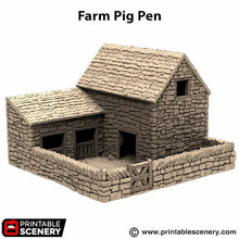 Load image into Gallery viewer, Farm Pig Pen - King and Country - Printable Scenery Terrain Wargaming D&amp;D DnD 10mm 15mm 20mm 25mm 28mm 32mm 40mm 54mm Painted options