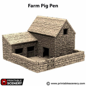 Farm Pig Pen - King and Country - Printable Scenery Terrain Wargaming D&D DnD 10mm 15mm 20mm 25mm 28mm 32mm 40mm 54mm Painted options