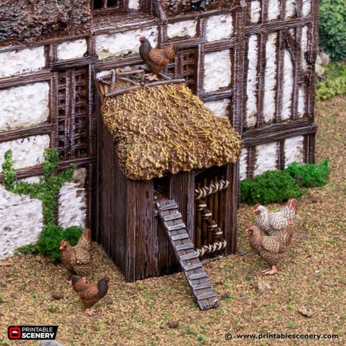 Farm Chicken Hut - King and Country - Printable Scenery Terrain Wargaming D&D DnD