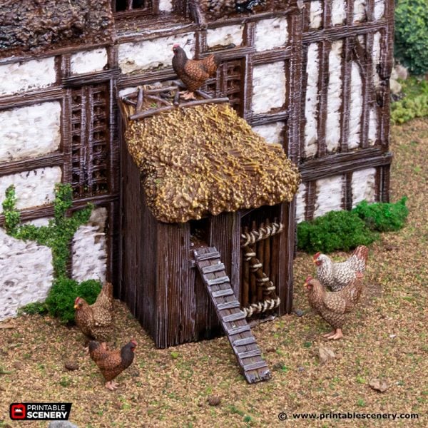 Farm Chicken Hut - King and Country - Printable Scenery Terrain Wargaming D&D DnD