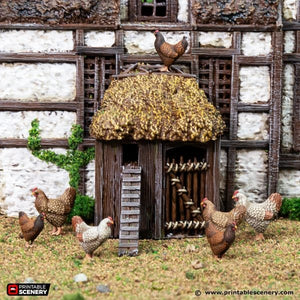 Farm Chicken Hut - King and Country - Printable Scenery Terrain Wargaming D&D DnD
