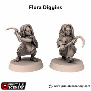 Flora Diggins - Rise of the Halflings - Printable Scenery Wargaming D&D DnD 28mm 32mm 40mm 54mm