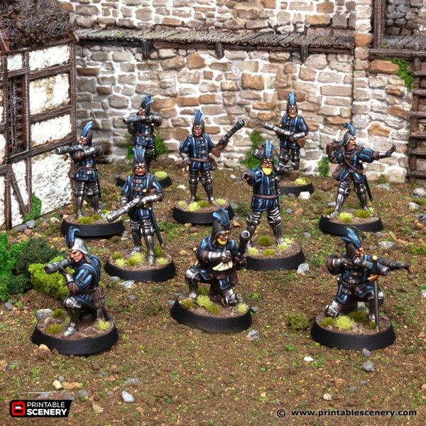 Handgunners - King and Country - Printable Scenery Wargaming D&D DnD 28mm 32mm 40mm 54mm