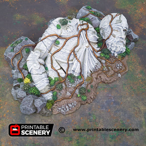 Ruined Giant Statue - Shadowfey Wilds 15mm 20mm 28mm 32mm 37mm Wargaming Terrain D&D DnD