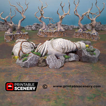 Load image into Gallery viewer, Ruined Giant Statue - Shadowfey Wilds 15mm 20mm 28mm 32mm 37mm Wargaming Terrain D&amp;D DnD