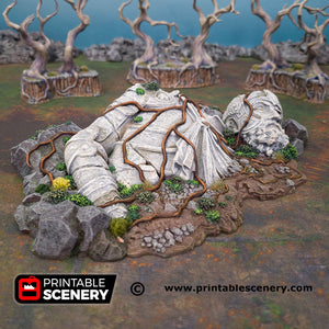 Ruined Giant Statue - Shadowfey Wilds 15mm 20mm 28mm 32mm 37mm Wargaming Terrain D&D DnD