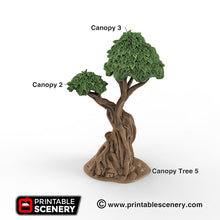 Load image into Gallery viewer, Gnarly Trees with Canopies  - Clorehaven and the Goblin Grotto15mm 28mm 32mm Wargaming Terrain D&amp;D, DnD