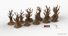 Load image into Gallery viewer, Gnarly, Wildwood, and Skull Tree Set - Winterdale 15mm 28mm 32mm Wargaming Terrain D&amp;D, DnD
