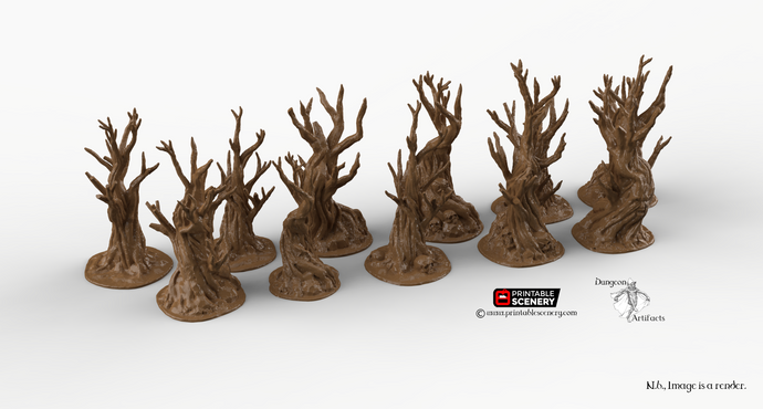 Gnarly, Wildwood, and Skull Tree Set - Winterdale 15mm 28mm 32mm Wargaming Terrain D&D, DnD