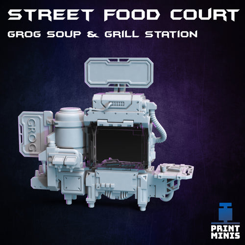 Street Food Court Grog Soup and Grill Station - Night Market - Print Minis - Wargaming D&D DnD