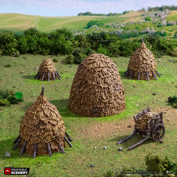 Haystacks - King and Country - Printable Scenery Terrain Wargaming D&D DnD 10mm 15mm 20mm 25mm 28mm 32mm 40mm 54mm Painted options
