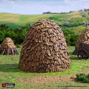 Haystacks - King and Country - Printable Scenery Terrain Wargaming D&D DnD 10mm 15mm 20mm 25mm 28mm 32mm 40mm 54mm Painted options