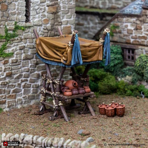 Herbs and Spices Market Stand - King and Country - Printable Scenery Wargaming D&D DnD 28mm 32mm 40mm 54mm