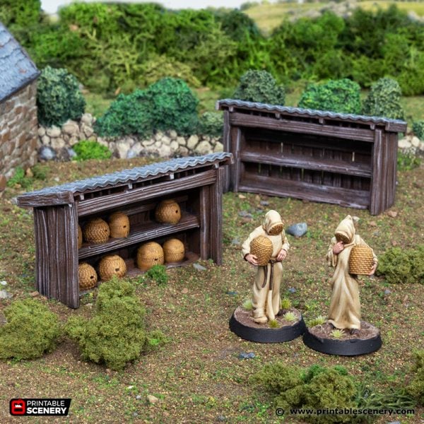 Hives and Beekeepers - King and Country - Printable Scenery Wargaming D&D DnD 28mm 32mm 40mm 54mm