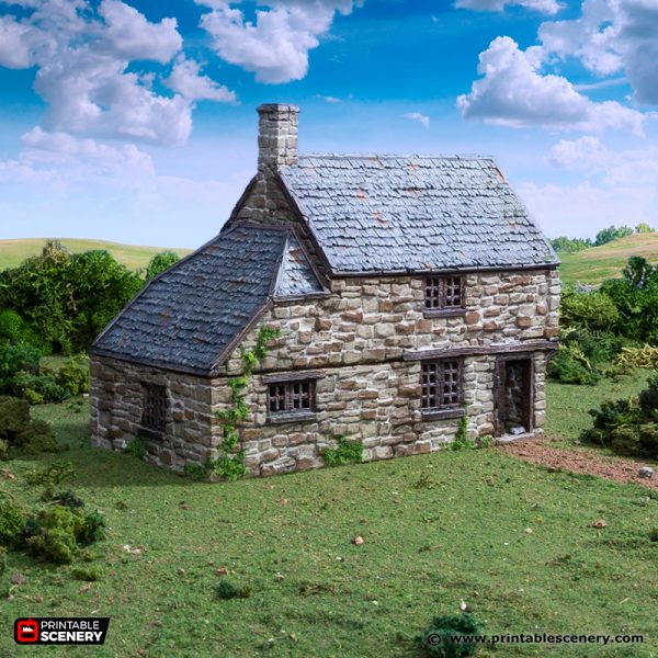 Hollyhock Cottage - King and Country - Printable Scenery Terrain Wargaming D&D DnD 10mm 15mm 20mm 25mm 28mm 32mm 40mm 54mm Painted options
