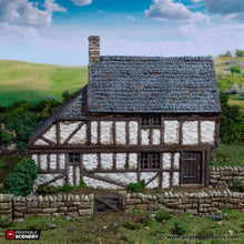 Load image into Gallery viewer, Wattle and Daub Hollyhock Cottage - King and Country - Printable Scenery Terrain Wargaming D&amp;D DnD 10mm 15mm 20mm 25mm 28mm 32mm 40mm 54mm Painted options