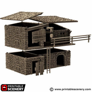 King Stables - King and Country - Printable Scenery Terrain Wargaming D&D DnD 10mm 15mm 20mm 25mm 28mm 32mm 40mm 54mm Painted options