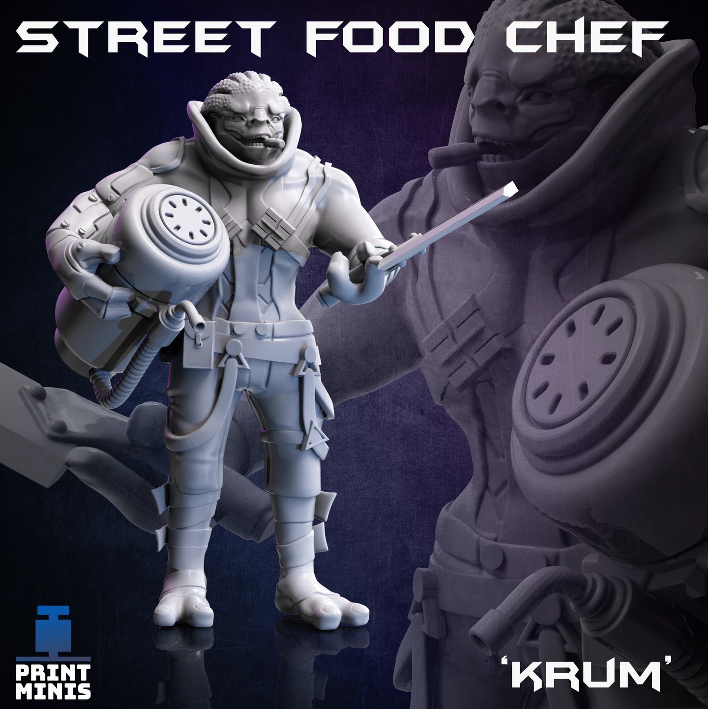 Krum - Alien Food Vendor - Night Market - Print Minis - Wargaming D&D DnD
