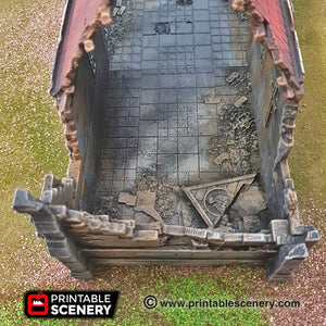 Ruined Medieval Church - 15mm 28mm 32mm 37mm Time Warp Wargaming Terrain Scatter D&D, DnD