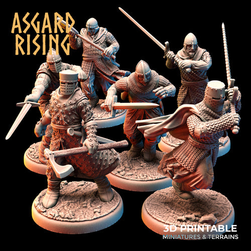 Medieval Knights Two-Handed Weapons Warband Modular Set - Asgard Rising Miniatures - Wargaming D&D DnD