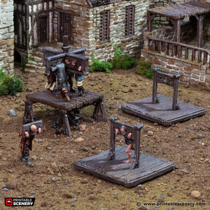 Medieval Stocks and Pillory - King and Country - Printable Scenery Wargaming D&D DnD 28mm 32mm 40mm 54mm