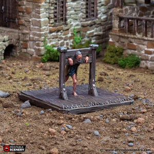 Medieval Stocks and Pillory - King and Country - Printable Scenery Wargaming D&D DnD 28mm 32mm 40mm 54mm