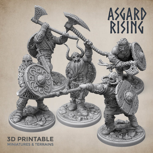 Midgard Shieldmen Vikings Warband Set  - Asgard Rising Miniatures - Wargaming D&D DnD