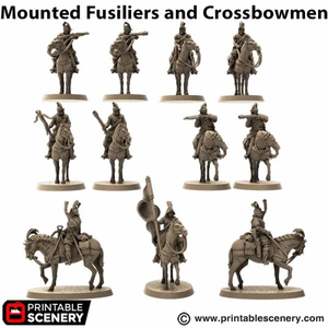 Mounted Fusiliers and Crossbowmen - King and Country - Printable Scenery Wargaming D&D DnD 28mm 32mm 40mm 54mm