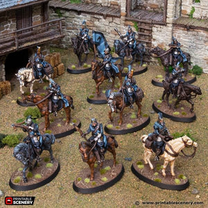Mounted Fusiliers and Crossbowmen - King and Country - Printable Scenery Wargaming D&D DnD 28mm 32mm 40mm 54mm