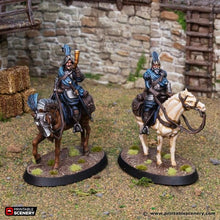 Load image into Gallery viewer, Mounted Fusiliers and Crossbowmen - King and Country - Printable Scenery Wargaming D&amp;D DnD 28mm 32mm 40mm 54mm